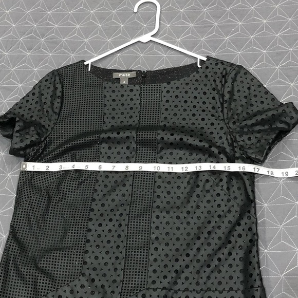 Muse sz 4 Black Perforated Faux Leather Sheath Dress - Picture 7 of 11